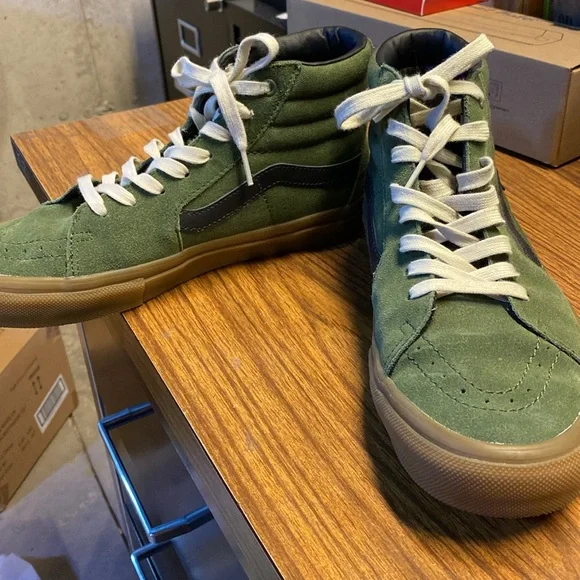 Vans Off The Wall Green High Tops Tennis Shoes Sz 9.5 - Picture 5 of 10